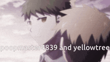 a picture of two anime characters with the words popmaster 839 and yellowtree