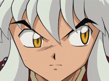 a close up of a person 's face with a yellow eye