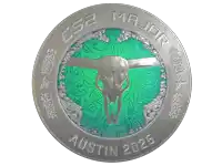 a silver coin with a bull skull on it that says austin 2025