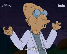 a cartoon character is saying i am free