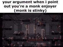 a screenshot of a video game with the caption " your argument when i point out you 're a monk enjoyer