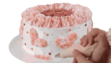 pink icing icing on the cake add icing decorate cake dessert
