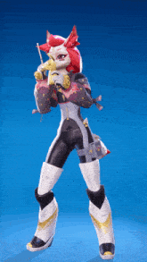 a cartoon character is holding a gun in her hands