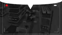 a black and white photo of a store with a red circle in the center
