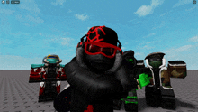 a screenshot of a video game with a person wearing goggles