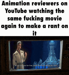 a meme about youtube watching the same movie again to make a rant on it