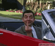 Mr Bean Finger GIF - Mr Bean Finger Flip Off GIFs