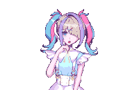 a pixel art drawing of a girl with pigtails
