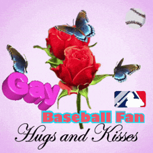a baseball fan hugs and kisses greeting card