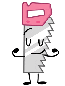 a cartoon illustration of a saw with a pink handle
