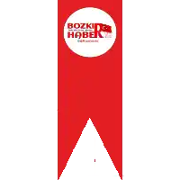 a red ribbon with a white circle that says bozkir haber on it