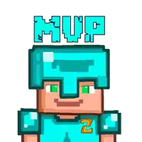 a drawing of a minecraft character with the word mvp on top of it