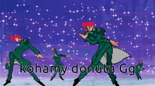 a cartoon of a man with red hair and the words kochamy donuta gg on the bottom