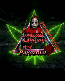 a triangle with a marijuana leaf and a person with a skull on their face
