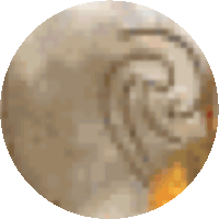 a pixelated image of a sphere with a swirl in the middle