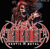 a poster with a skeleton and skulls that says generate ghostic metal