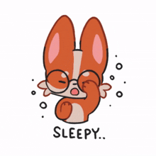 fox orange cute sleepy go to bed