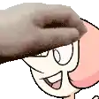 a close up of a cartoon character 's face with a hand covering it .