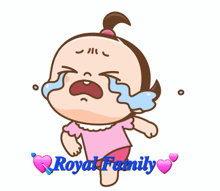 a cartoon of a baby girl crying with the words royal family below it