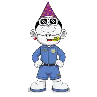 a cartoon character is wearing a police uniform