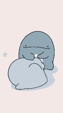 a cartoon drawing of a whale with a smiley face on it
