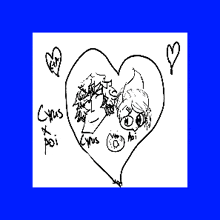 a drawing of two people in a heart with the words cyrus and poi
