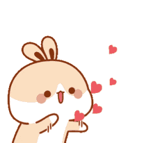a cartoon of a bunny with hearts coming out of its mouth