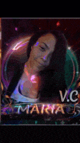 a picture of a woman in a heart shaped frame that says ' v.c. ' on the bottom