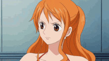 a close up of a woman with orange hair