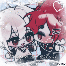 a couple of anime characters with the words te amo mi arturi