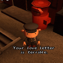 a cartoon character with a red mouth says it will never touch her heart