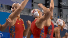 Cheering Spanish Womens Water Polo Team GIF - Cheering Spanish Womens Water Polo Team Nbc Olympics GIFs