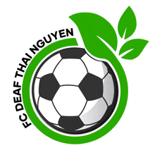 a logo for fc deaf thai nguyen shows a soccer ball in a green circle