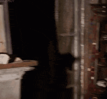 a person is standing in a dark room with the word wild guy on the bottom