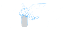 a drawing of a dragon sitting on a block
