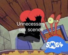 a cartoon character with a smg4 hat on