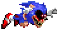 a pixel art of sonic the hedgehog with a sword in his hand