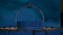 a cartoon of a man holding a bucket with a blue background