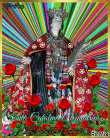 Santa Catalina Alejandria Patro De Nahuala GIF - Santa Catalina Alejandria Patro De Nahuala Roses GIFs