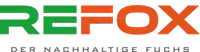 a logo for refox der nachhaltige fuchs in green and orange