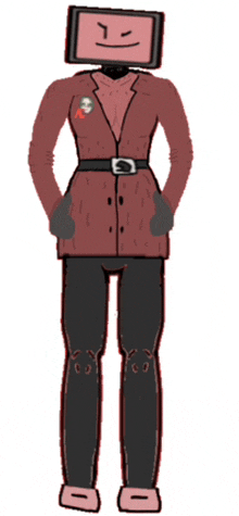 a cartoon drawing of a person with a computer monitor head