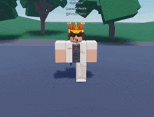 a minecraft character with a crown on his head is walking
