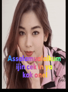 a picture of a woman with the words assalamualaikum written above her