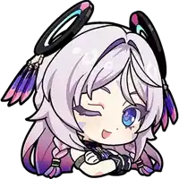 a cartoon drawing of a girl with purple hair and wings