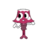 a cartoon drawing of a lamp with big eyes and a smiling face