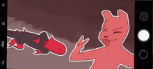 a cartoon of a cat giving a peace sign next to a cartoon of a lizard