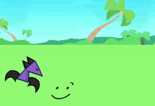 a cartoon drawing of a cabinet with a face and a bat