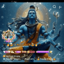 a picture of a blue statue of shiva with the name prashant
