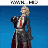 a picture of a person with the words yawn mid underneath