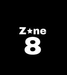 a black background with the words z * ne 8 and the number 8